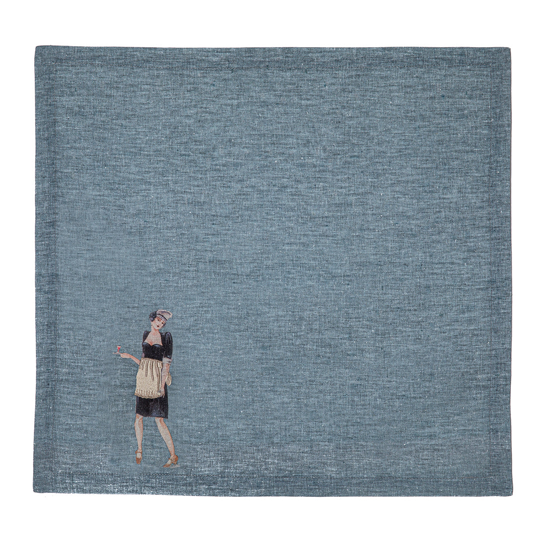 The Housekeeper on a blue Characters napkin