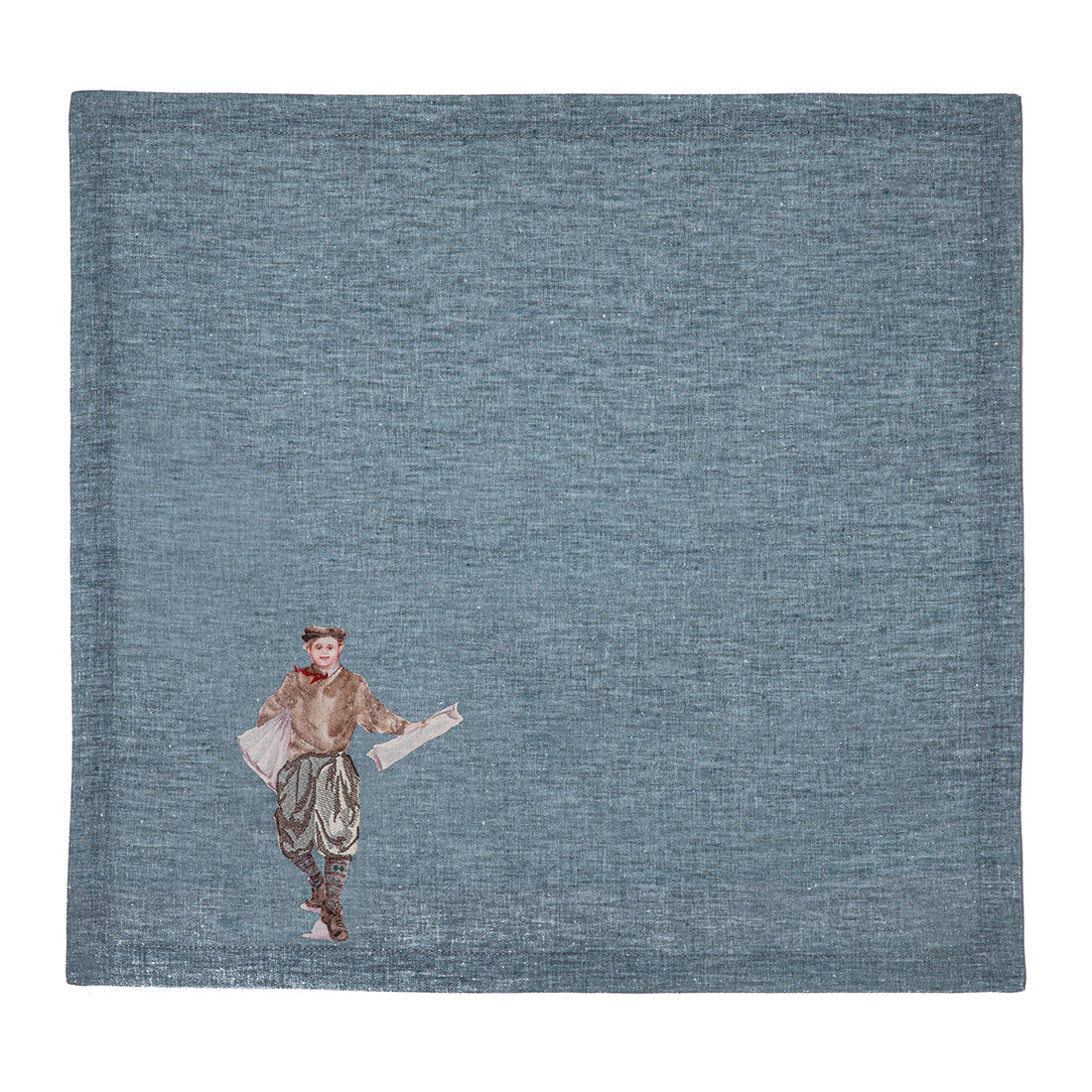 The Newsboy on a blue Characters napkin